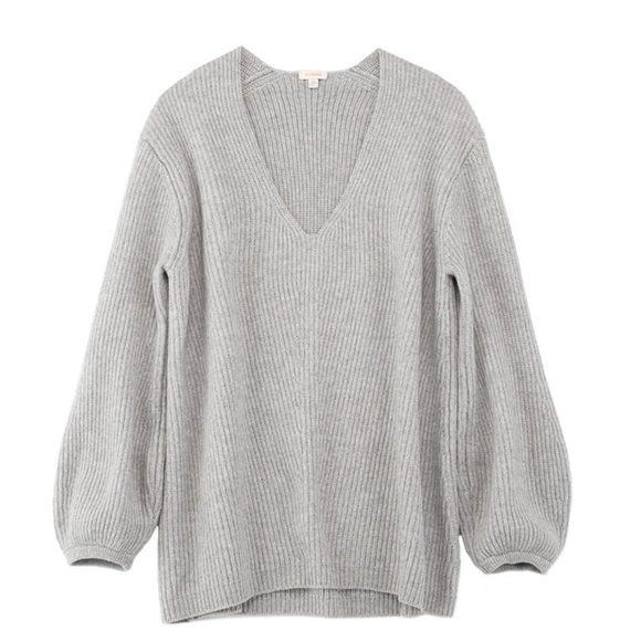 Cuyana Sweaters - Cuyana Bell Sleeve V Neck Sweater | Grey | XS